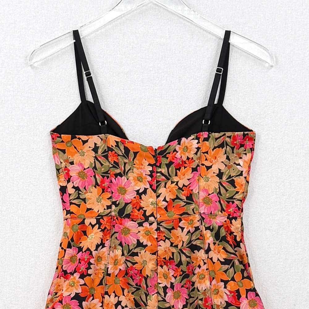 FOR LOVE & LEMONS FREE PEOPLE Sylvie Mini Dress Small Floral Bubble Hem Plunge - Picture 8 of 16